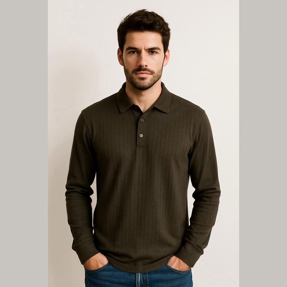 Men's Van Heusen Charcoal Long Sleeve Polo Shirt M